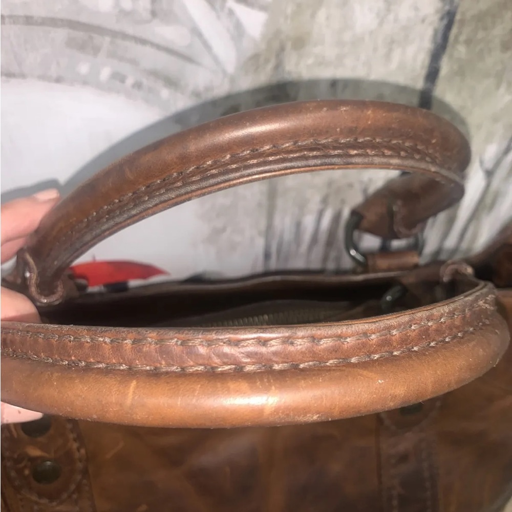 🤎🧡Frye Melissa Satchel Crossbody Bag Distressed Leather-Cognac-$388 - Picture 7 of 14